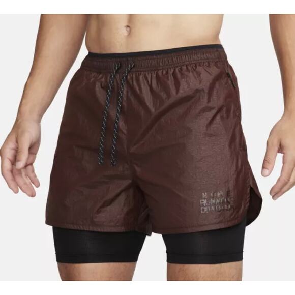 Nike Repel 7" 2-in-1 Running Shorts lined standard fit brown FB8544-227 Men XL